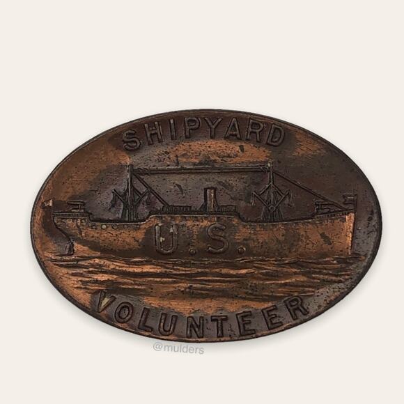 Antique 1919 WWI US Shipyard Volunteer Copper Alloy Button Whitehead & Hoag Co - Picture 1 of 8